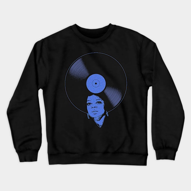 Afrovinyl (Kinda Blue) Crewneck Sweatshirt by bronzarino